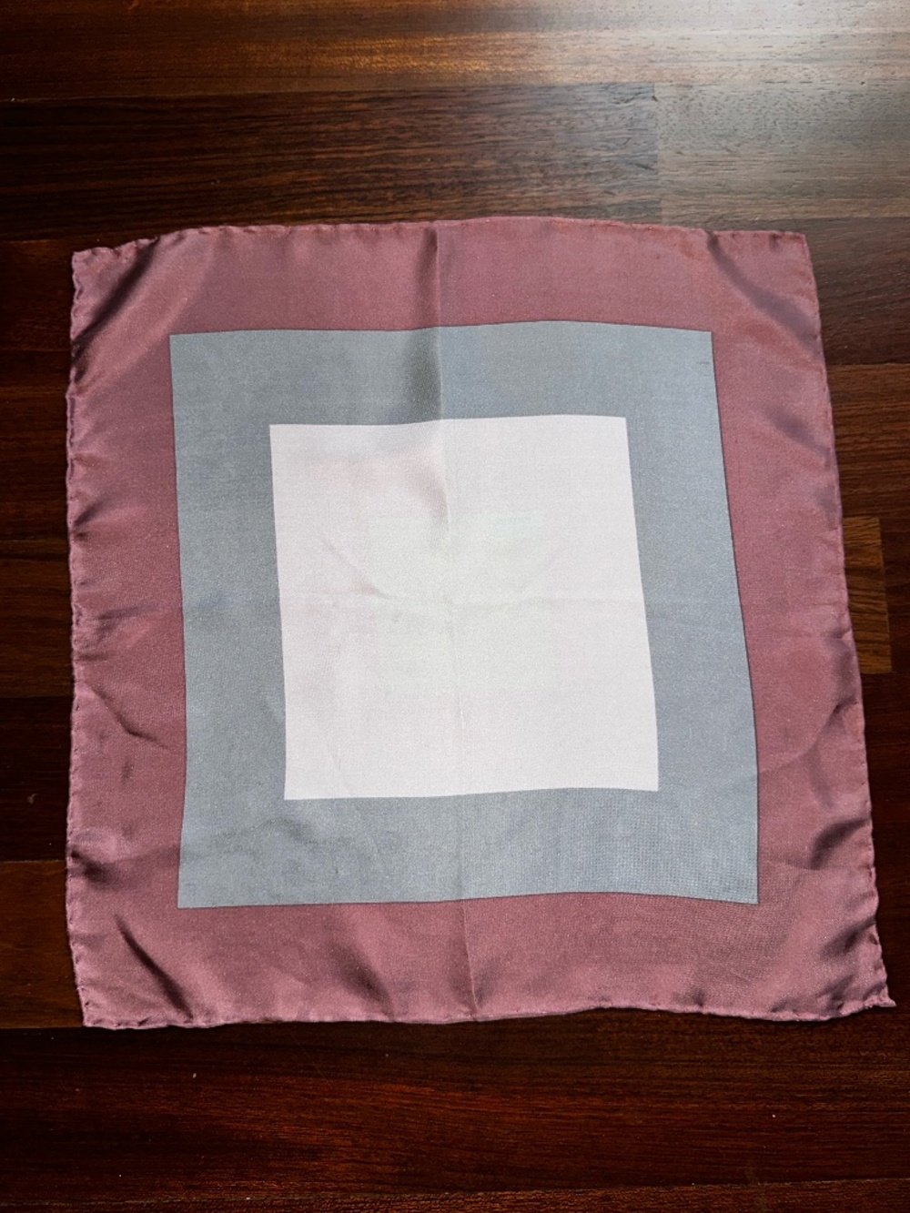 Londonderry Vintage Silk Pocket Square ~ Mauve ~ Gray ~ White